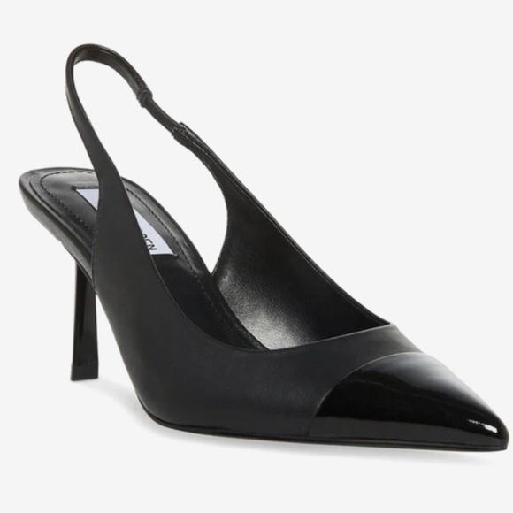 Steve Madden Kling Black Pointed Toe Slingback 7.5 Heels - Picture 1 of 6